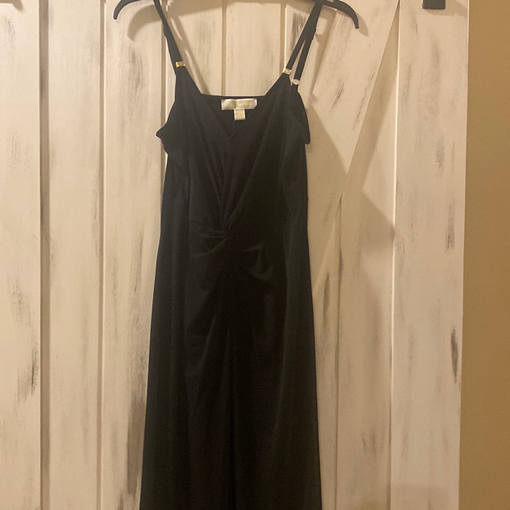 NWT Michael Kors Black MIDI Dress with Knot Waist Detail